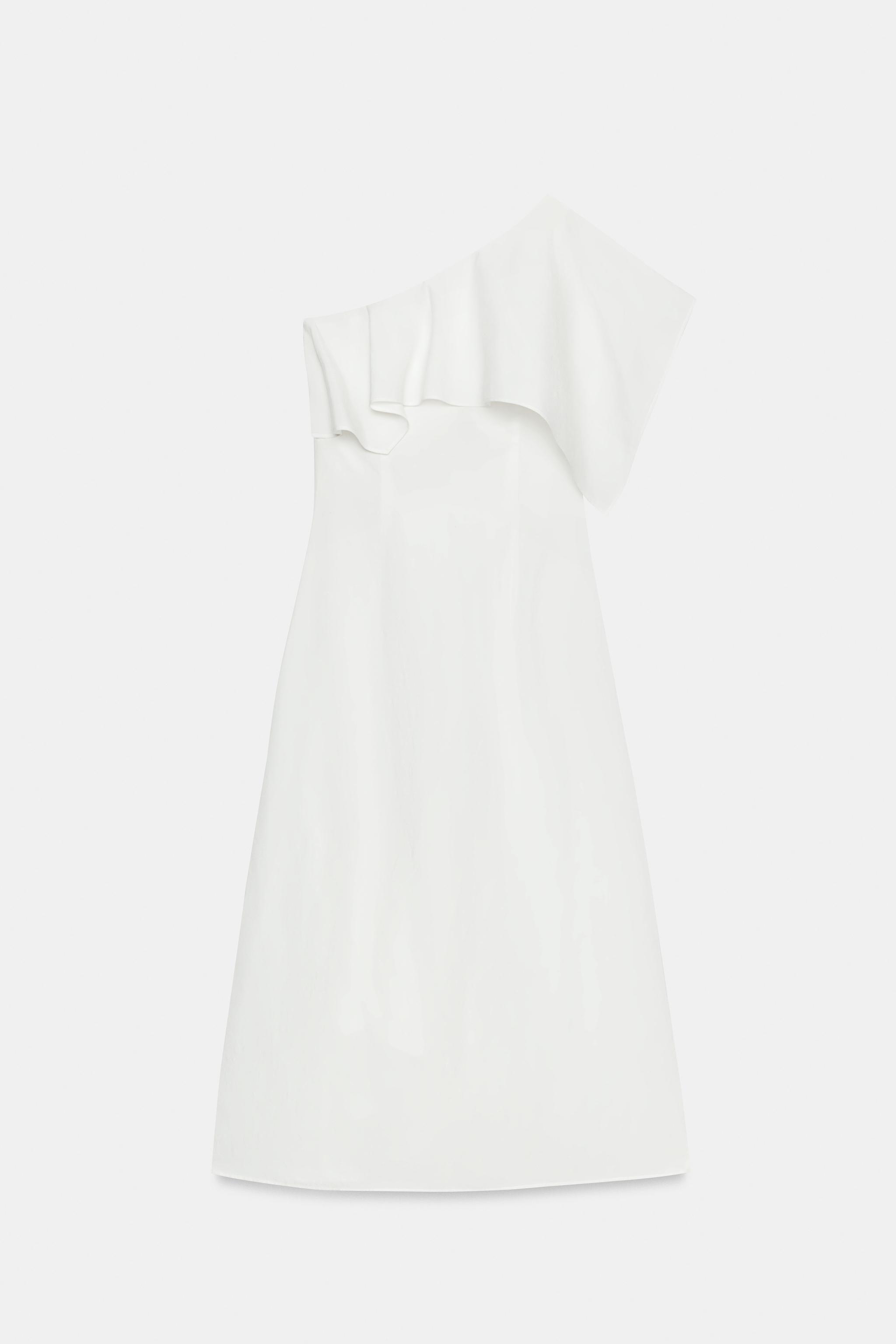 ROBE ASYMÉTRIQUE À VOLANTS EN LIN ZW COLLECTION